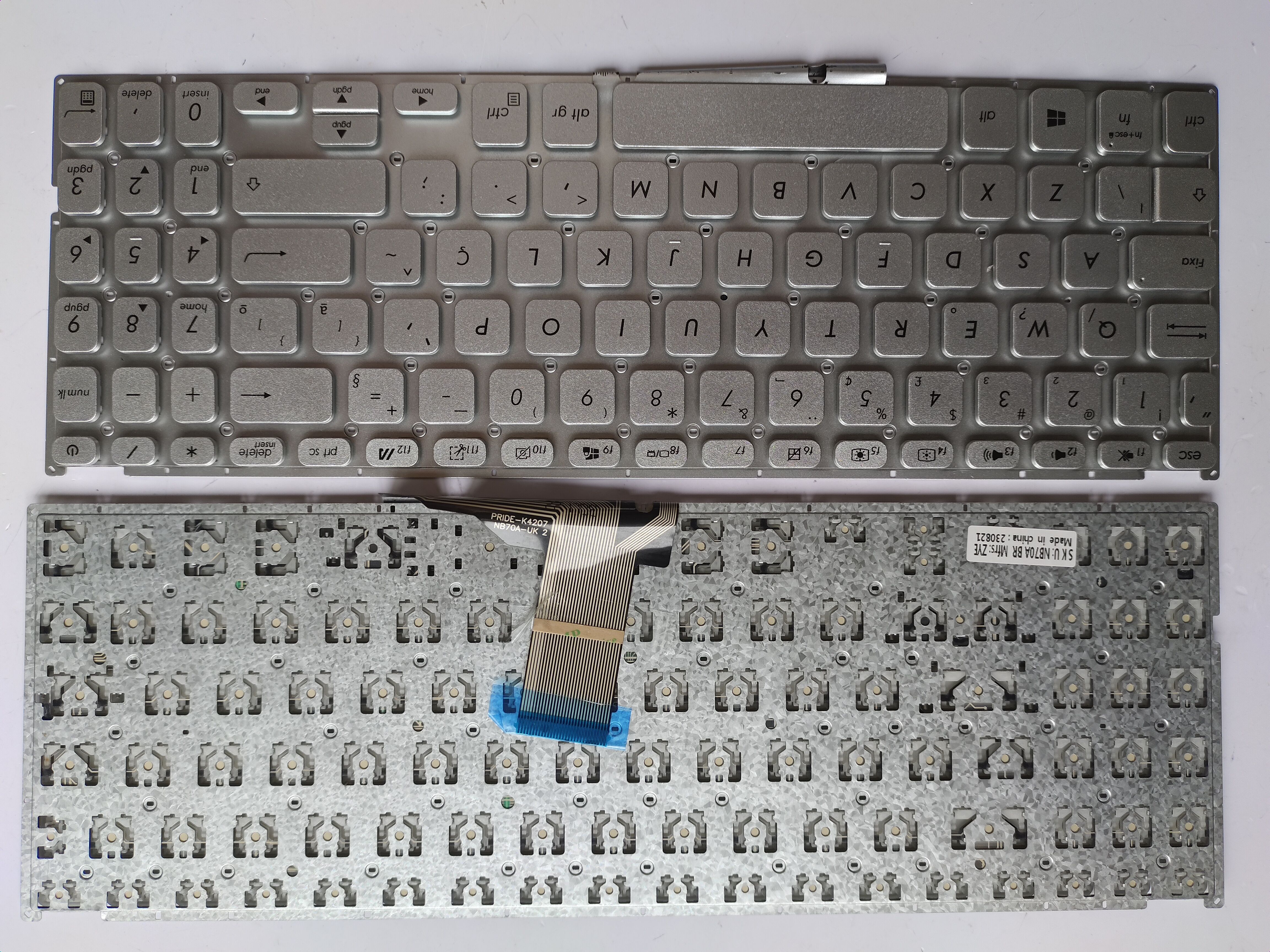 Picture of New Replacement Laptop Keyboard For ASUS X509 small carriage return SILVER (OEM) BR Layout
